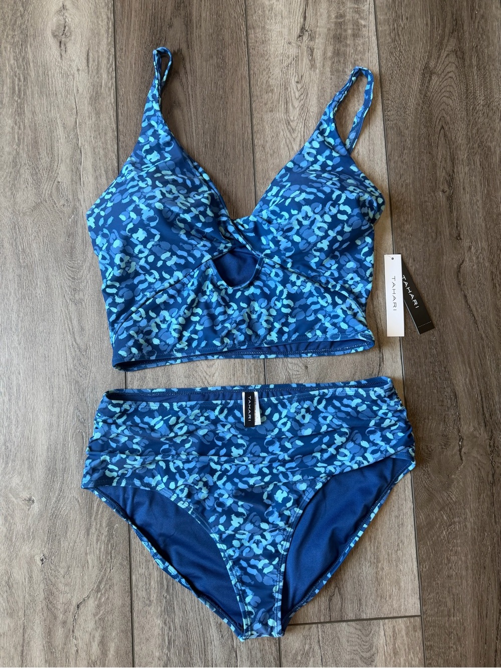 Tahari Blue Patterned Two-Piece SwimTankini -Blue Vacation/Beach Ready- NWT